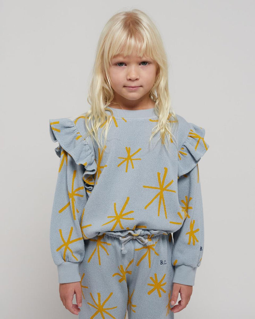 Sparkle All Over Ruffle Sweatshirt - Light Blue