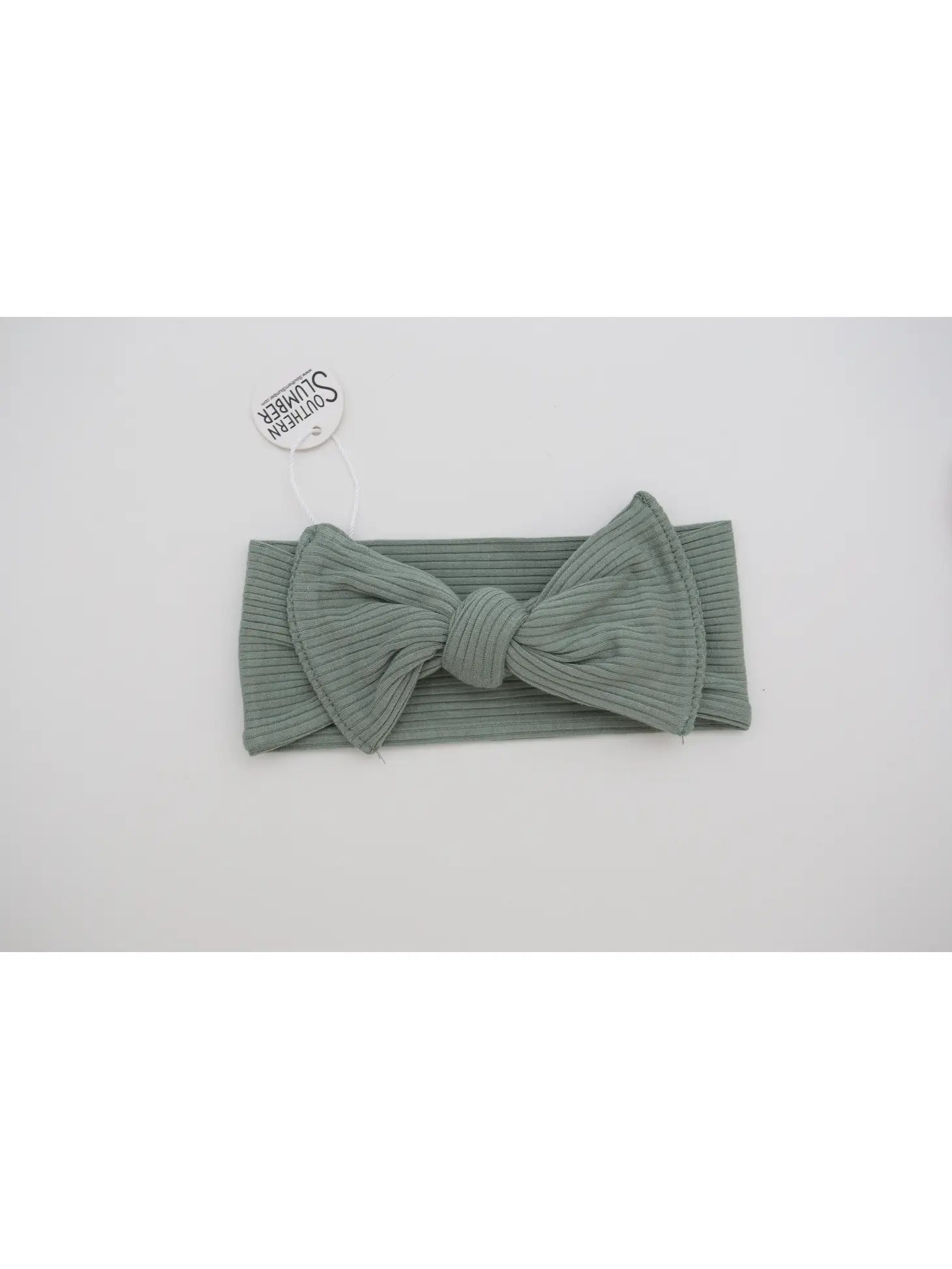 Ribbed Solid Bamboo Bow Headband - Bayleaf