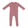 Load image into Gallery viewer, Ribbed Zipper Footie - Dusty Rose
