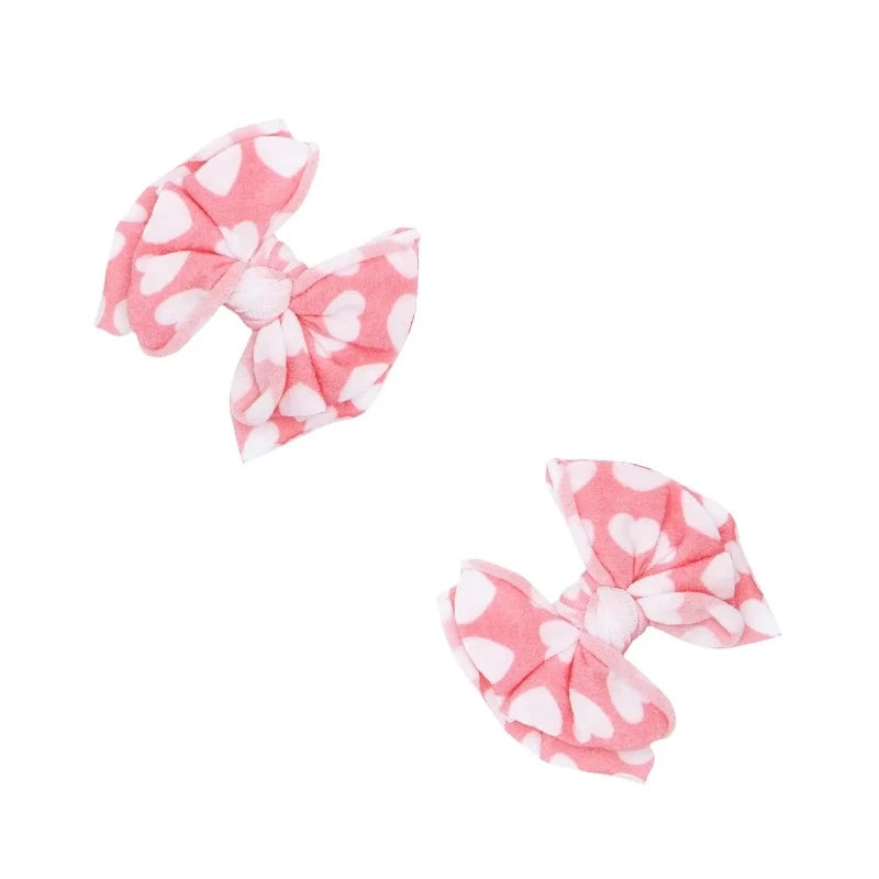 Pink Heart Baby Bow Clips