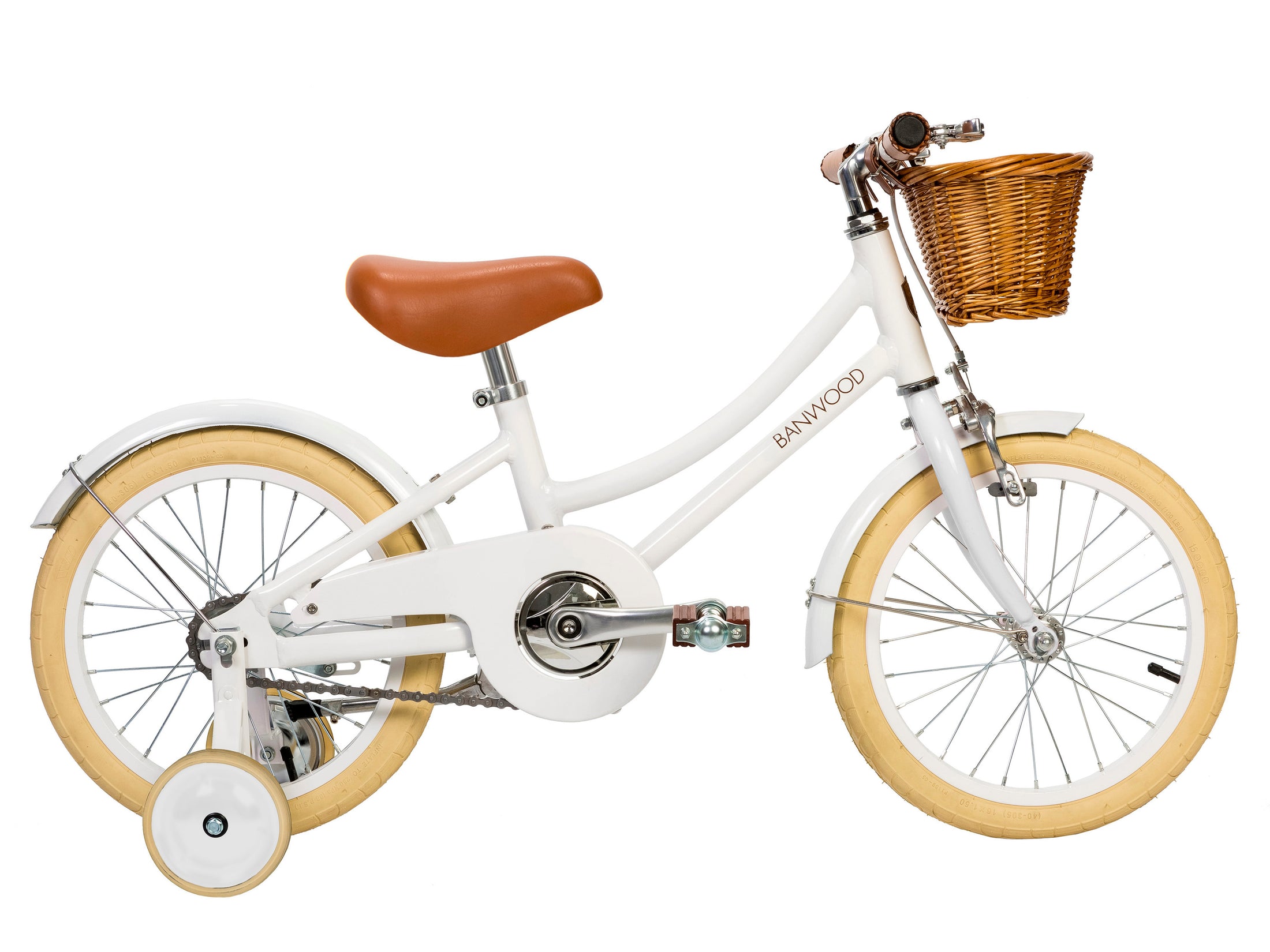 kids white banwood bike