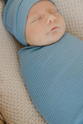 Load image into Gallery viewer, Ribbed Knit Swaddle Blanket - Atlantic
