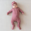 Load image into Gallery viewer, Ribbed Zipper Footie - Dusty Rose
