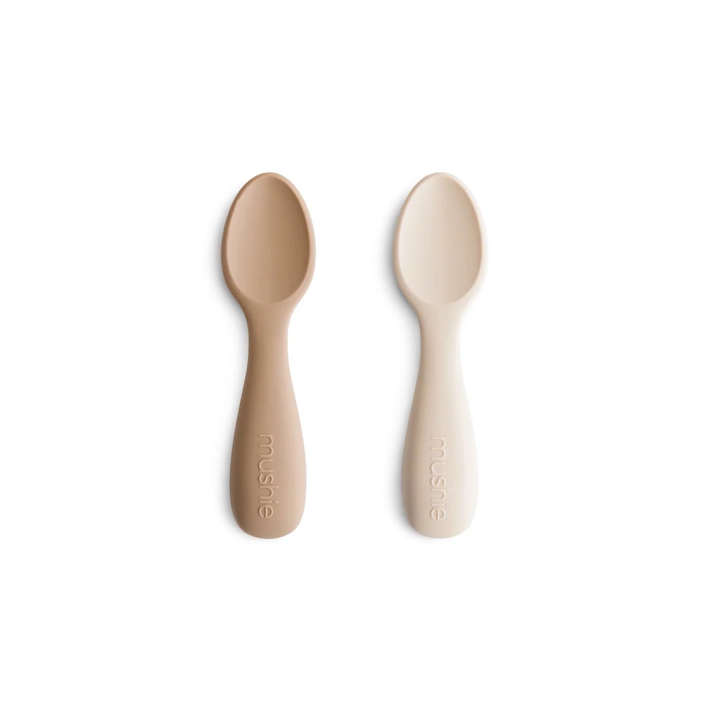 Silicone Toddler Starter Spoons 2-Pack - Natural + Shifting Sand