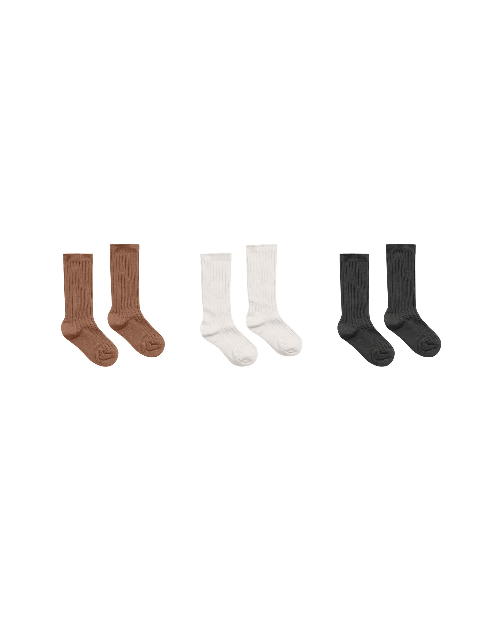 Ribbed Socks - 3 Pack - Cedar, Ivory, Black