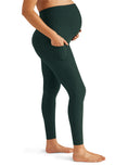 Load image into Gallery viewer, Spacedye Love The Bumps Maternity Pocket Midi Leggings - Midnight Green Heather
