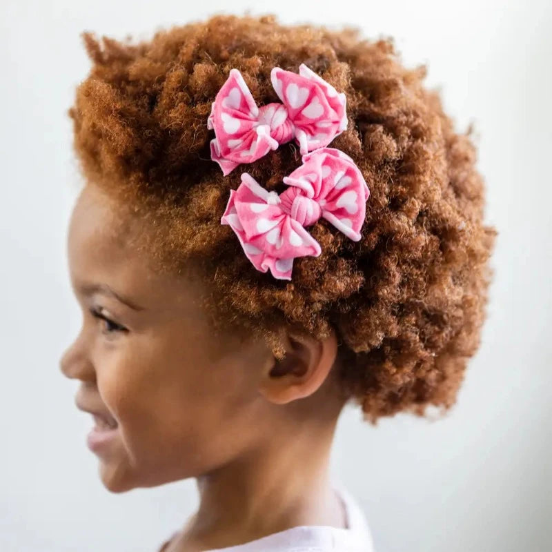 Pink Heart Baby Bow Clips