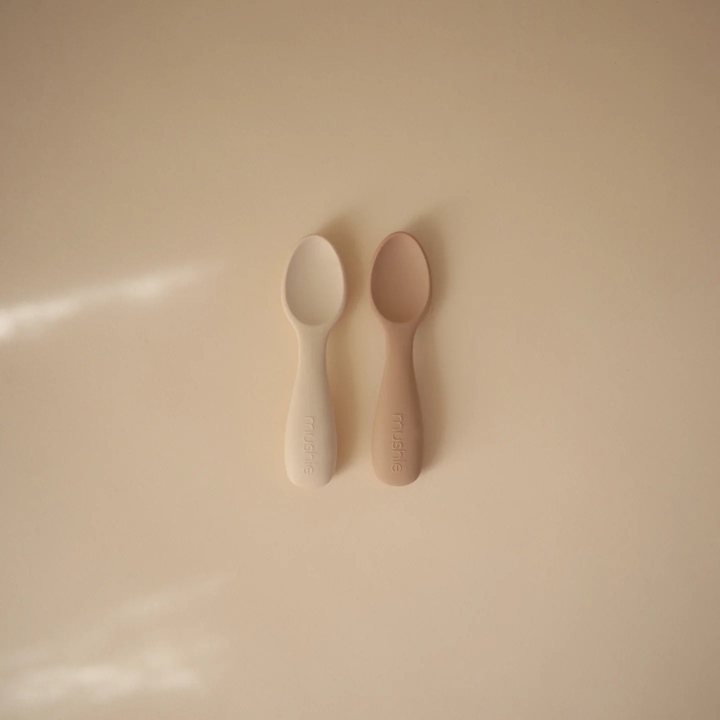 Silicone Toddler Starter Spoons 2-Pack - Natural + Shifting Sand