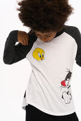 Load image into Gallery viewer, Looney Tunes - Tweety & Sylvester Baseball Tee - Black and Vintage Black
