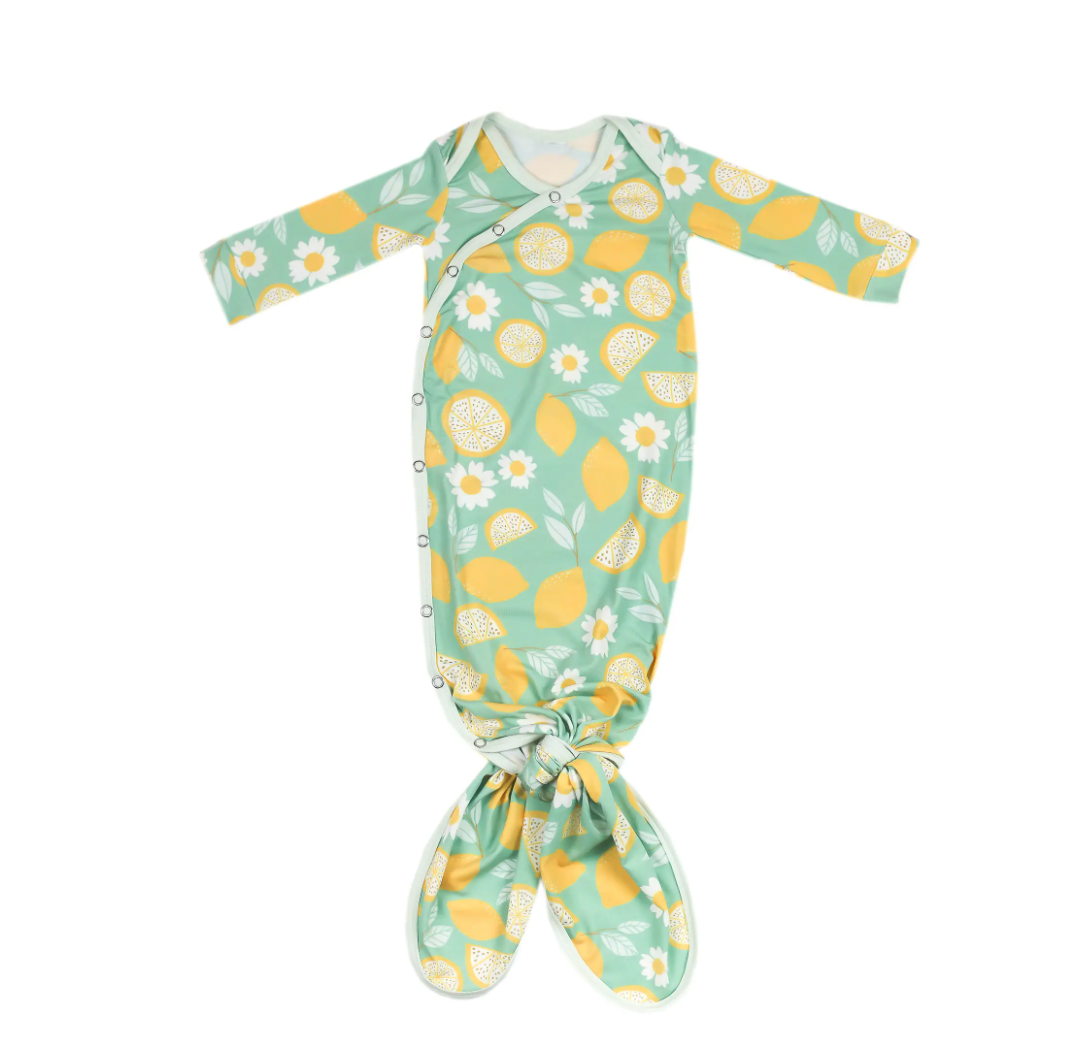 Newborn Knotted Gown - Lemon