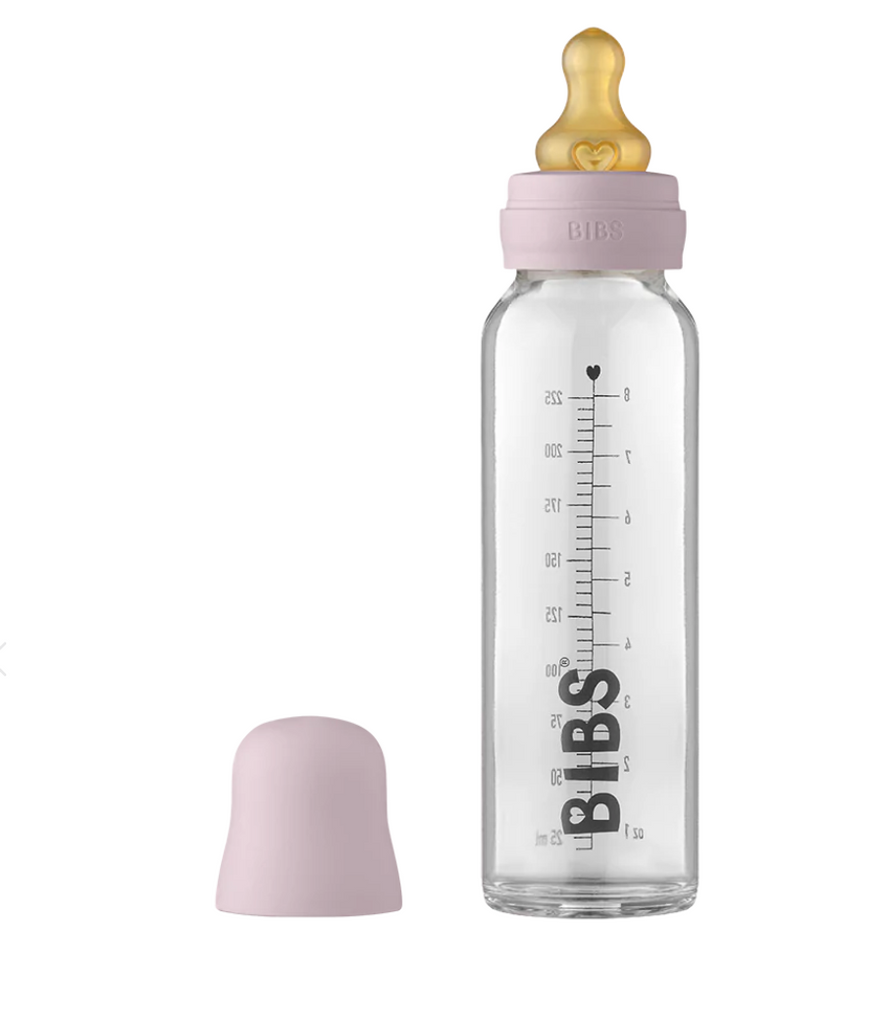 BIBS Baby Glass Bottle - Complete Set 8 Ounce - Dusky Lilac