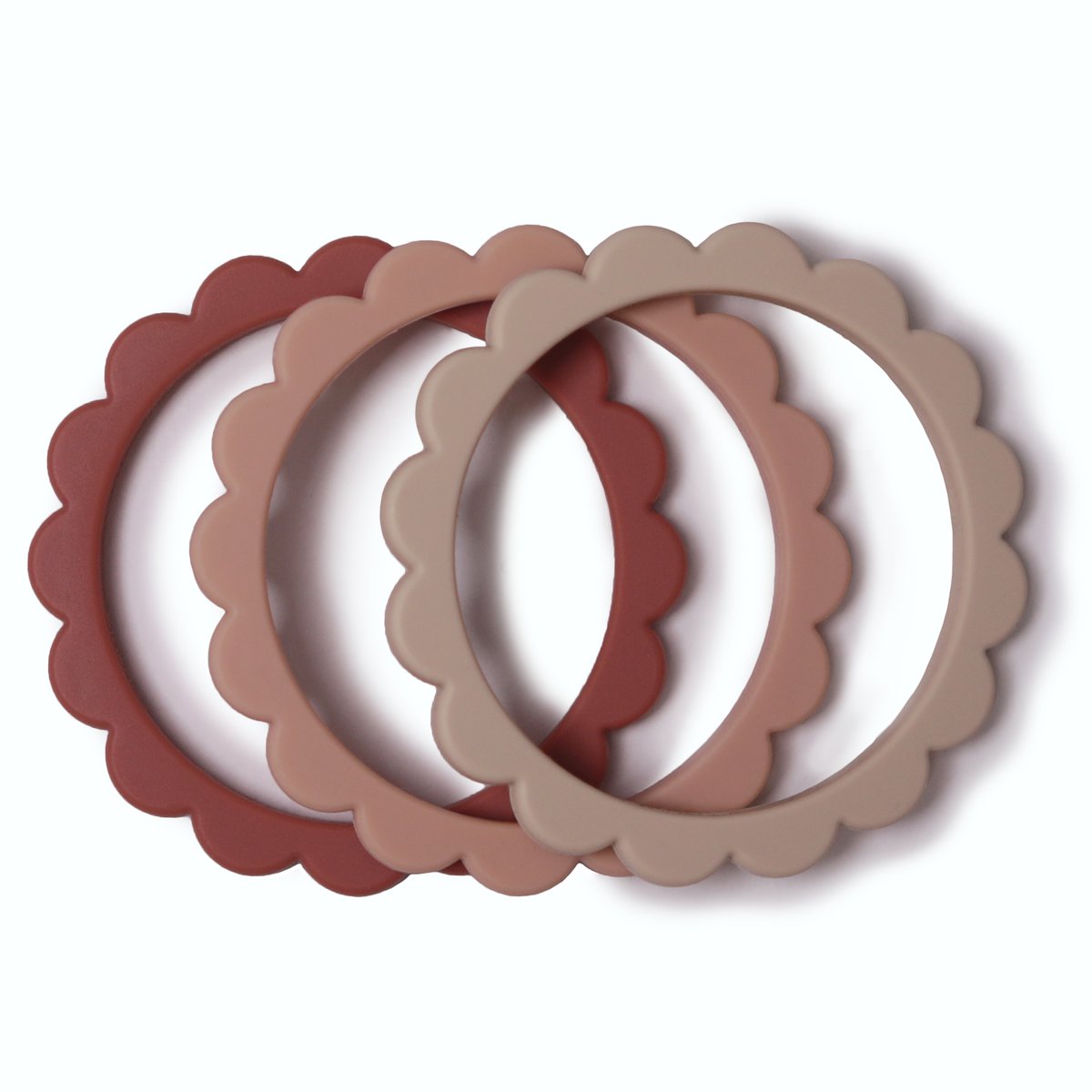 Flower Teething Bracelet 3 Pack - Rose/Blush/Shifting Sand Teething Mushie 