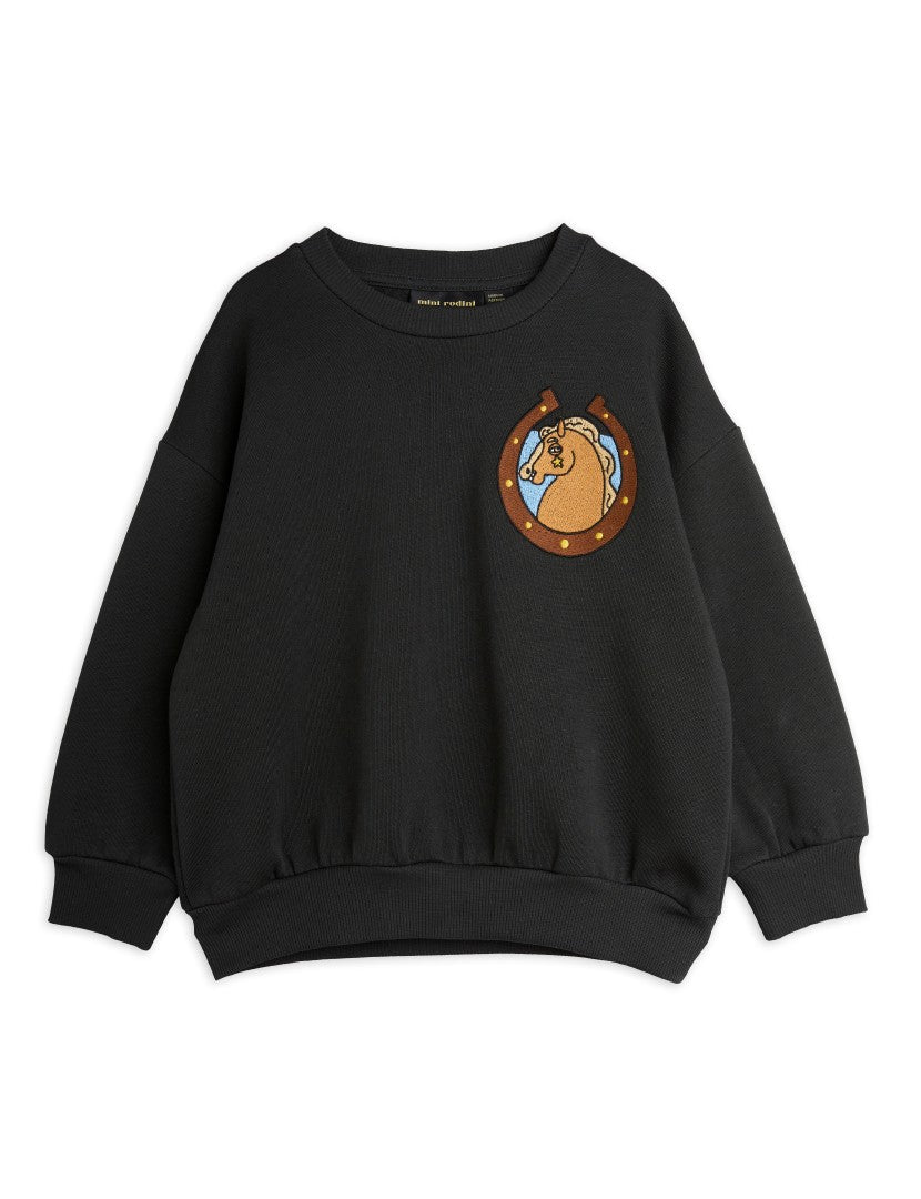 Horses Emb Sweatshirt - Black Children's Clothing Mini Rodini 