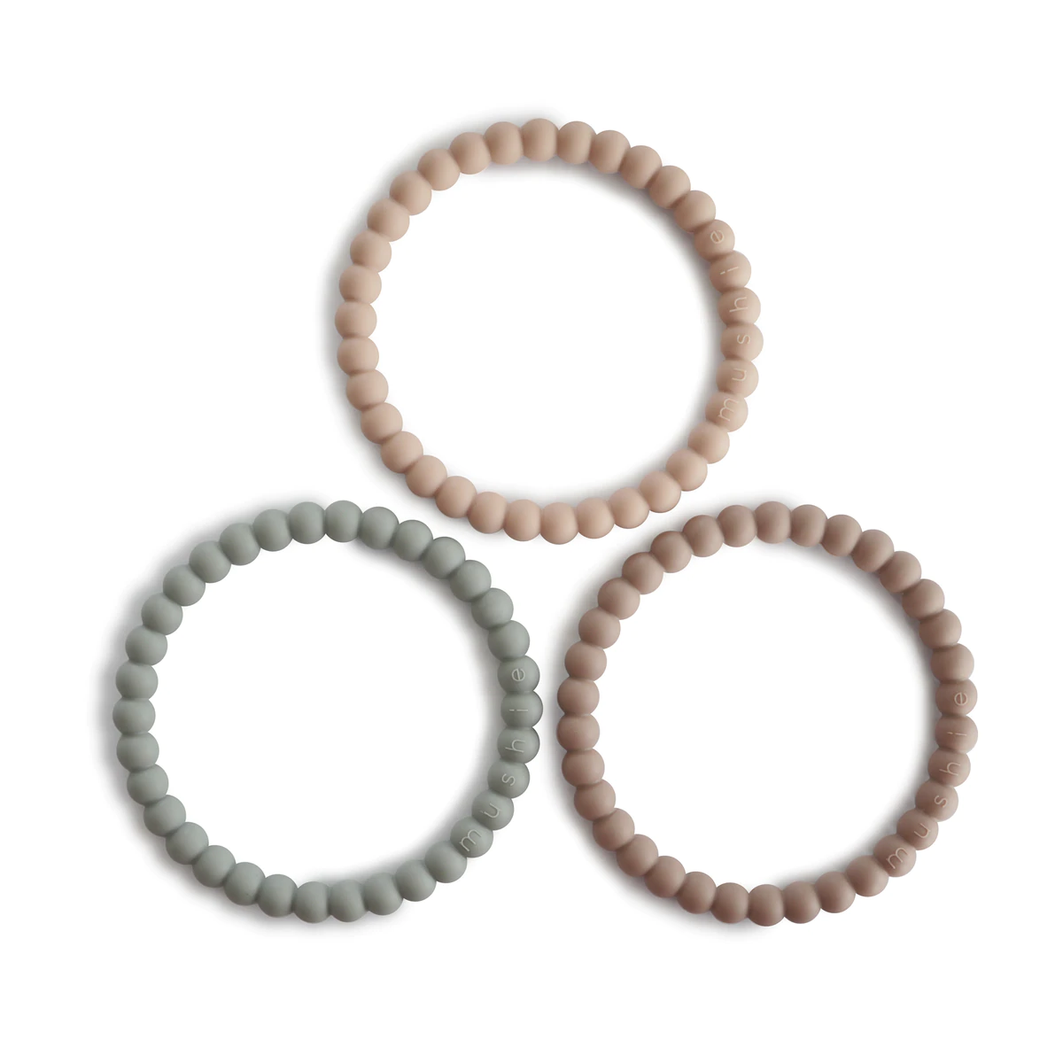 Pearl Teething Bracelet 3 Pack - Clary Sage/Tuscany/Desert Sand