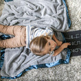 Load image into Gallery viewer, Navy Twinkle Star Satin Border Blanket - Receiving Blankets Saranoni 
