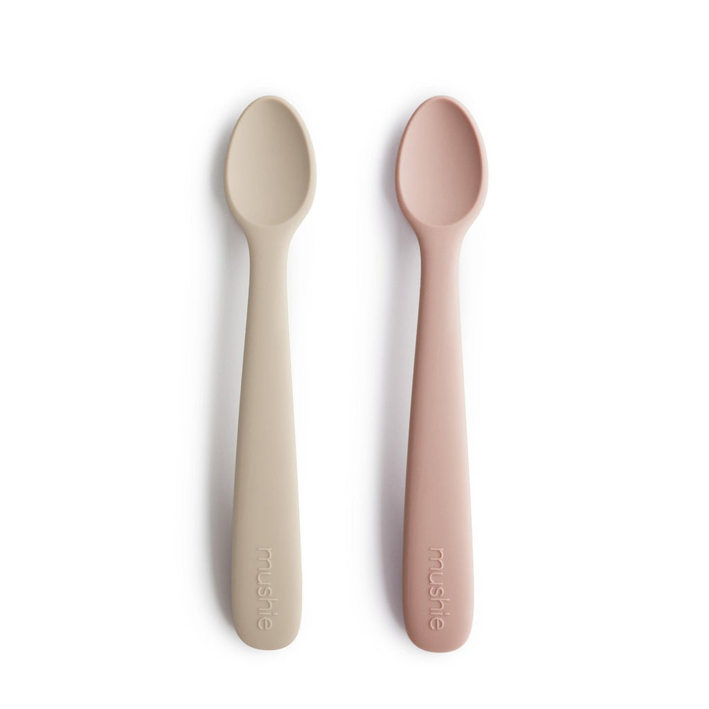 Silicone Feeding Spoons - 2 Pack - Blush/Shifting Sand Baby Essentials Mushie 