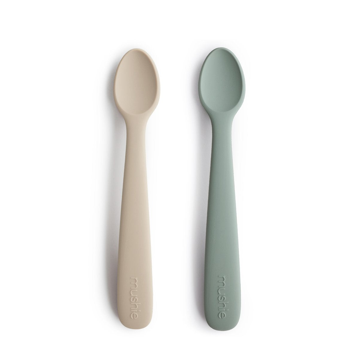 Silicone Feeding Spoons - 2 Pack - Cambridge Blue/Shifting Sand Baby Essentials Mushie 